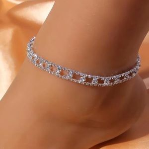 Gorgeous Dazzling Bling Shiny Silver Anklet